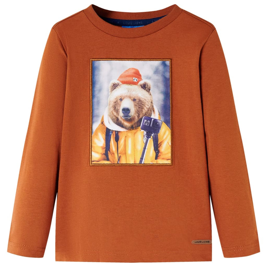 Kindershirt met lange mouwen 128 oranjebruin 128