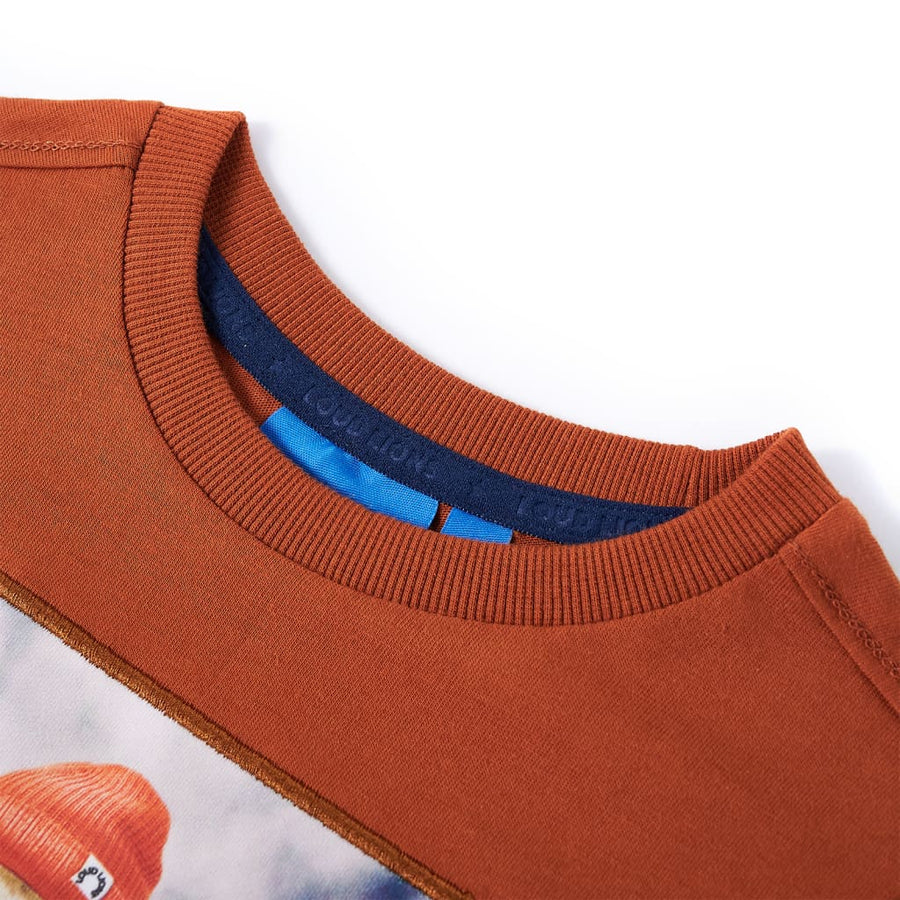 Kindershirt met lange mouwen 128 oranjebruin 128