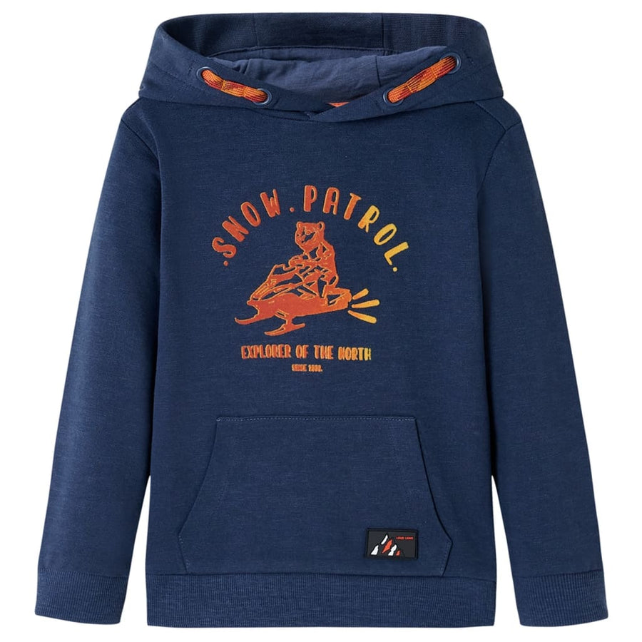 Kindertrui met capuchon 92 gemêleerd marineblauw en oranje Marineblauw