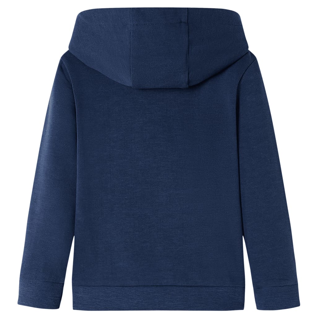 Kindertrui met capuchon 92 gemêleerd marineblauw en oranje Marineblauw