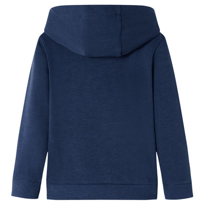 Kindertrui met capuchon 104 gemêleerd marineblauw en oranje Marineblauw