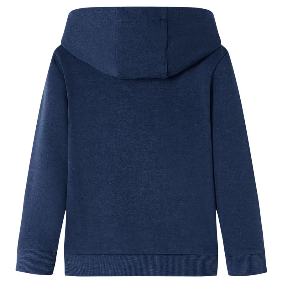 Kindertrui met capuchon 104 gemêleerd marineblauw en oranje Marineblauw