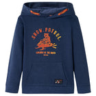 Kindertrui met capuchon 116 gemêleerd marineblauw oranje