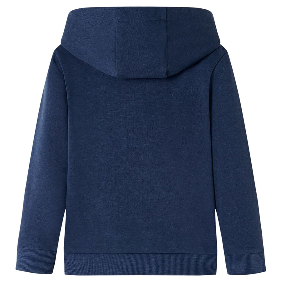 Kindertrui met capuchon 128 gemêleerd marineblauw en oranje Marineblauw