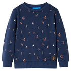 Kindertrui 92 gemêleerd marineblauw katoen