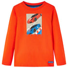 Kindershirt lange mouwen 128 feloranje katoen