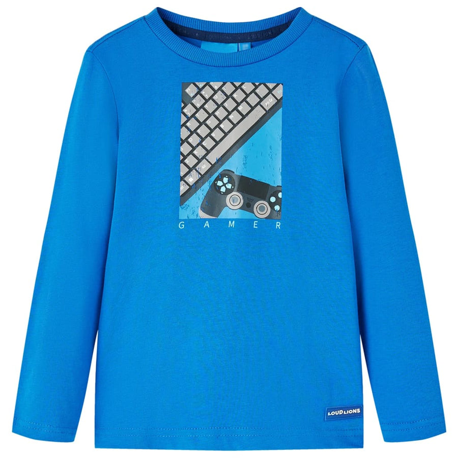 Kindershirt met lange mouwen 128 kobaltblauw 128
