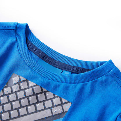 Kindershirt met lange mouwen 128 kobaltblauw 128
