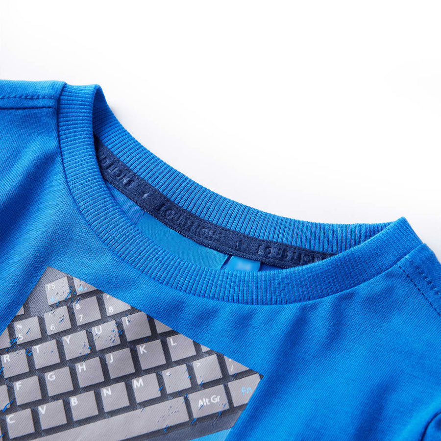 Kindershirt met lange mouwen 128 kobaltblauw 128