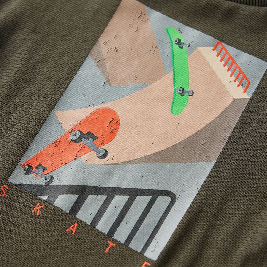 Kindershirt met lange mouwen 104 kakikleurig 104
