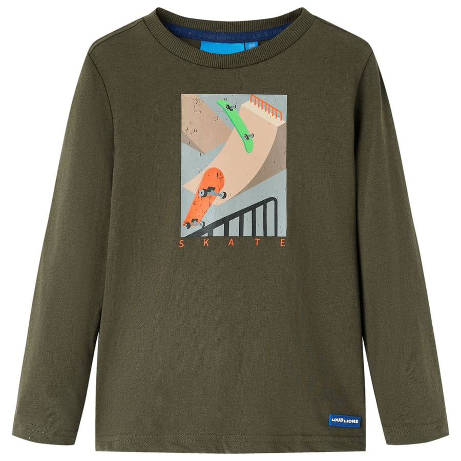 Kindershirt met lange mouwen 116 kakikleurig 116