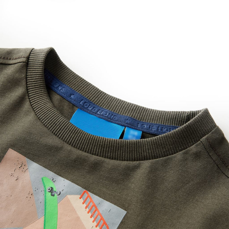 Kindershirt met lange mouwen 116 kakikleurig 116