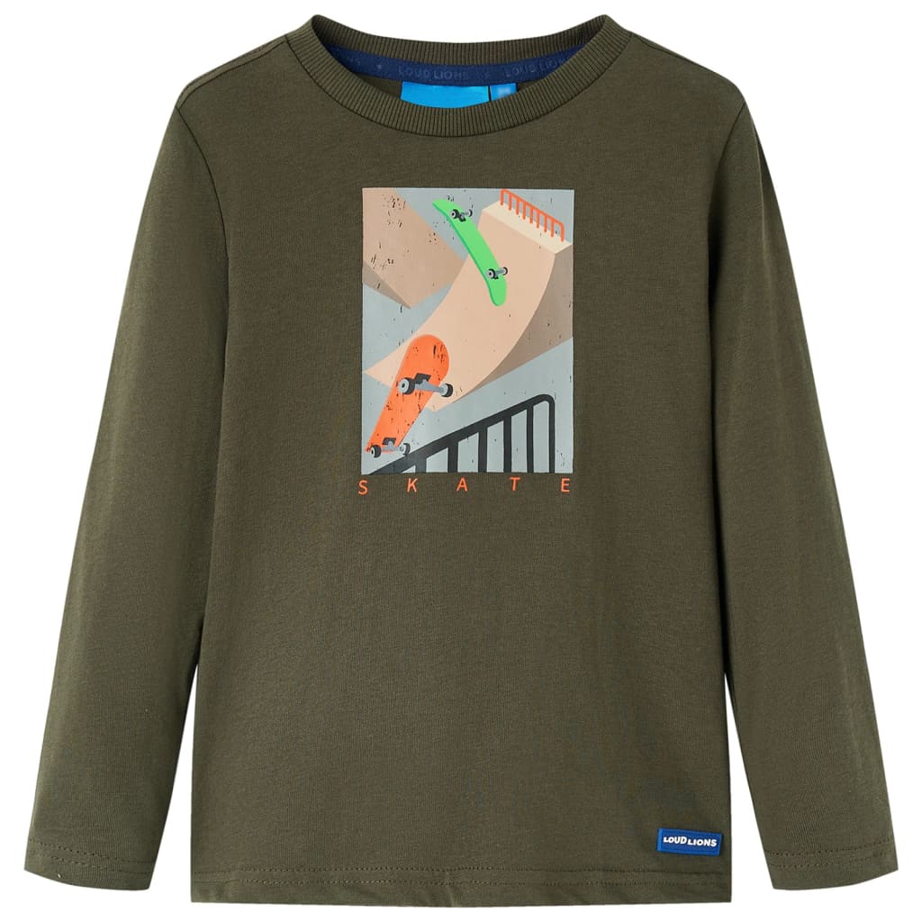 Kindershirt met lange mouwen 128 kakikleurig 128