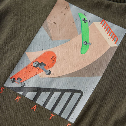 Kindershirt met lange mouwen 128 kakikleurig 128