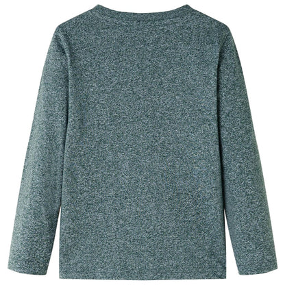 Kindershirt met lange mouwen 116 gemêleerd donkergroen Donkergroen