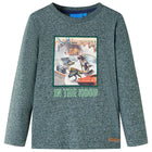 Kids' long-sleeved shirt 140 mottled dark green