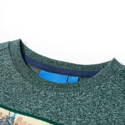 Kindershirt met lange mouwen 140 gemêleerd donkergroen Donkergroen 140