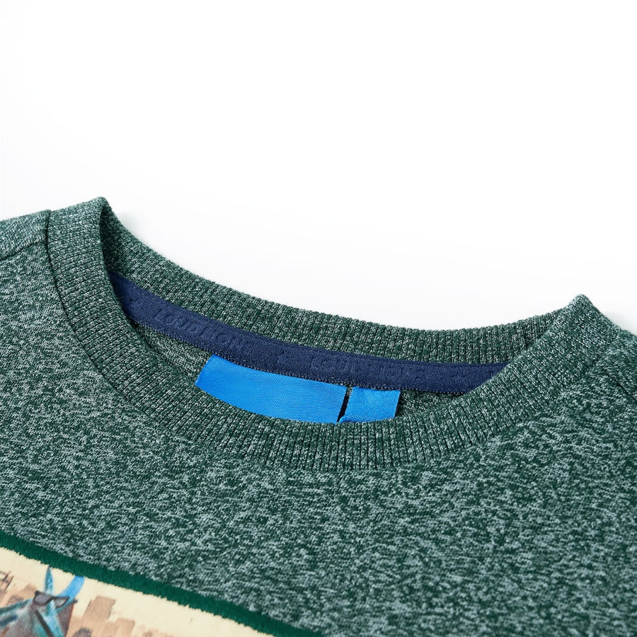 Kindershirt met lange mouwen 140 gemêleerd donkergroen Donkergroen 140