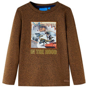 Kindershirt lange mouwen 104 gemêleerd cognac