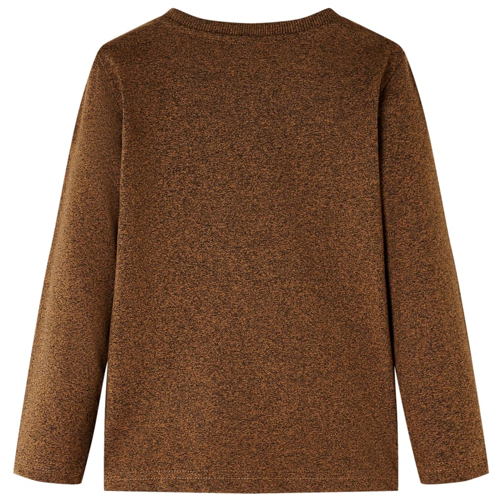 Kindershirt met lange mouwen 104 gemêleerd cognackleur Cognac