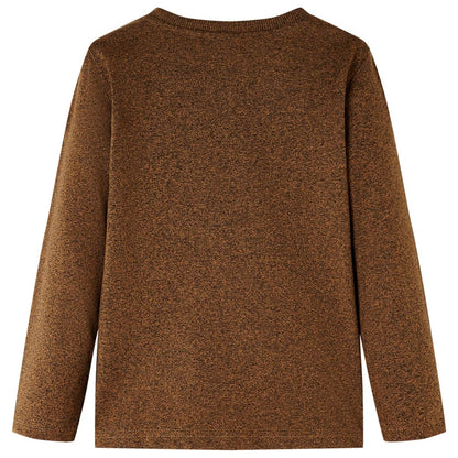 Kindershirt met lange mouwen 104 gemêleerd cognackleur Cognac