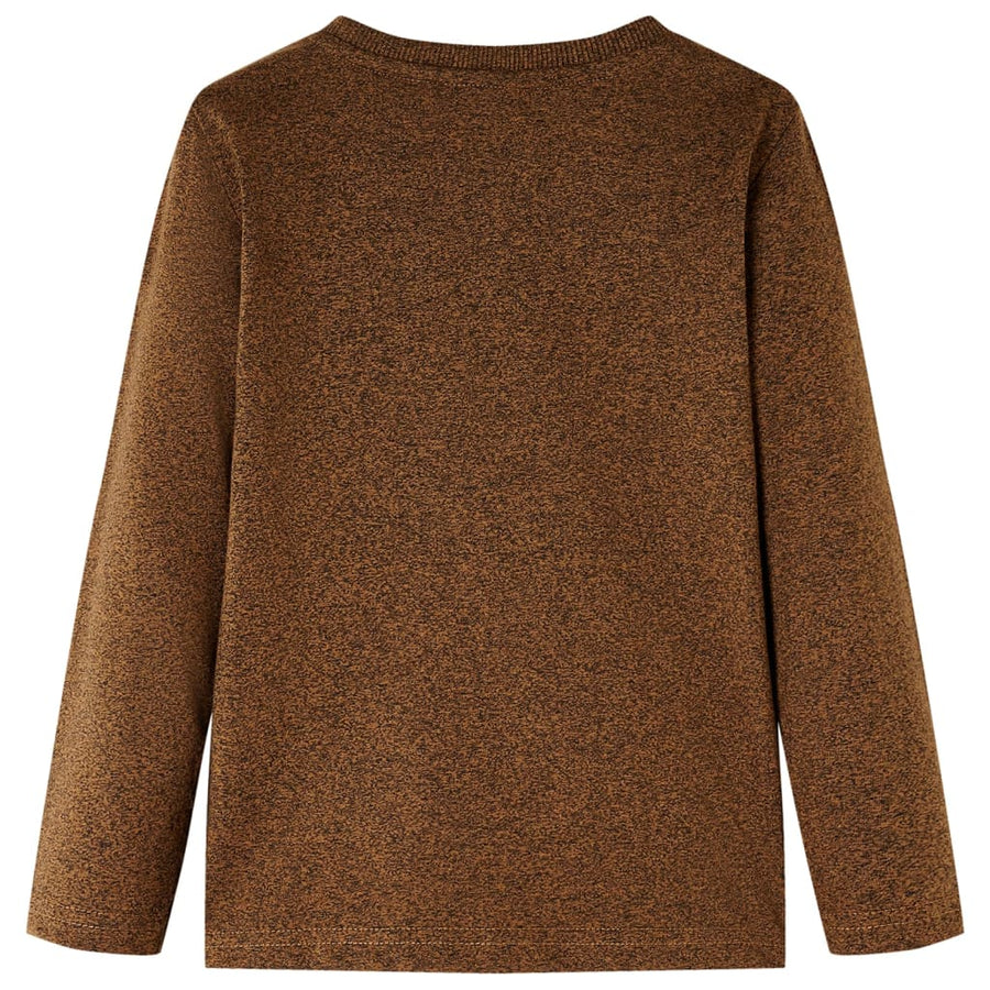 Kindershirt met lange mouwen 104 gemêleerd cognackleur Cognac