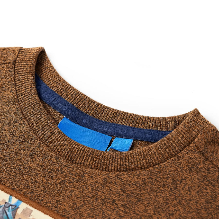 Kindershirt met lange mouwen 104 gemêleerd cognackleur Cognac