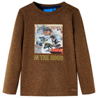 Kindershirt lange mouwen 116 gemêleerd cognac
