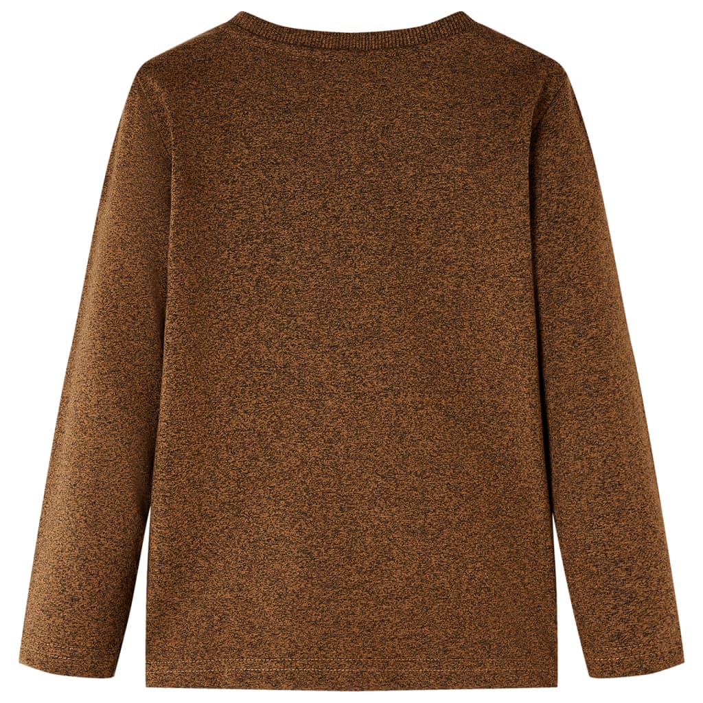 Kindershirt met lange mouwen 116 gemêleerd cognackleur Cognac