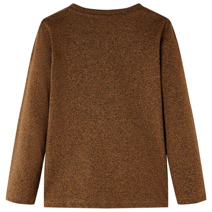 Kindershirt met lange mouwen 116 gemêleerd cognackleur Cognac