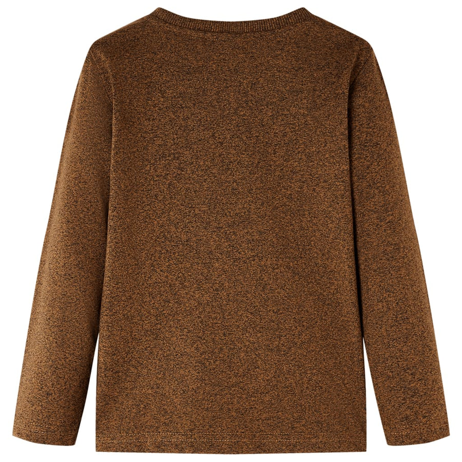 Kindershirt met lange mouwen 116 gemêleerd cognackleur Cognac