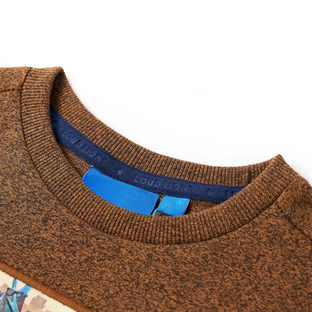Kindershirt met lange mouwen 116 gemêleerd cognackleur Cognac
