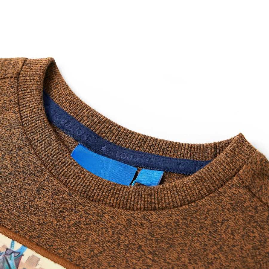 Kindershirt met lange mouwen 116 gemêleerd cognackleur Cognac