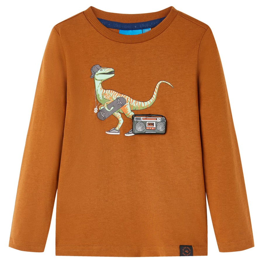 Kindershirt met lange mouwen 104 cognackleurig Cognac 104