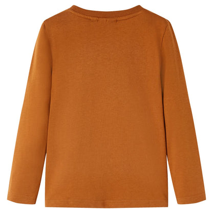Kindershirt met lange mouwen 104 cognackleurig Cognac 104