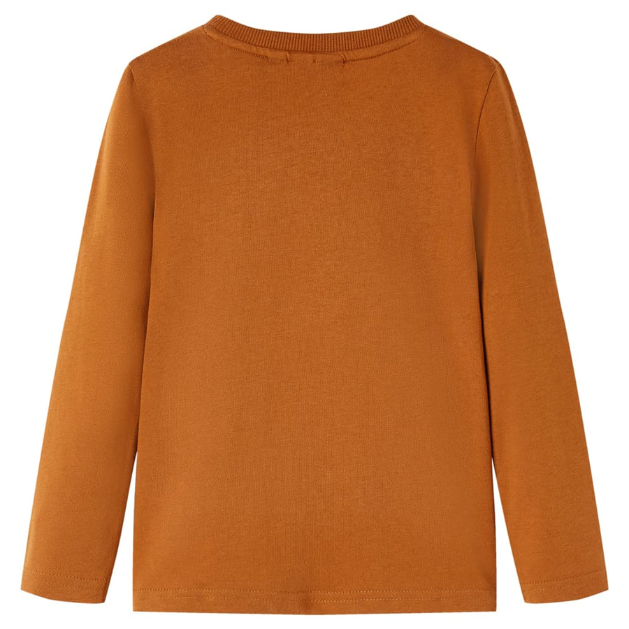 Kindershirt met lange mouwen 104 cognackleurig Cognac 104