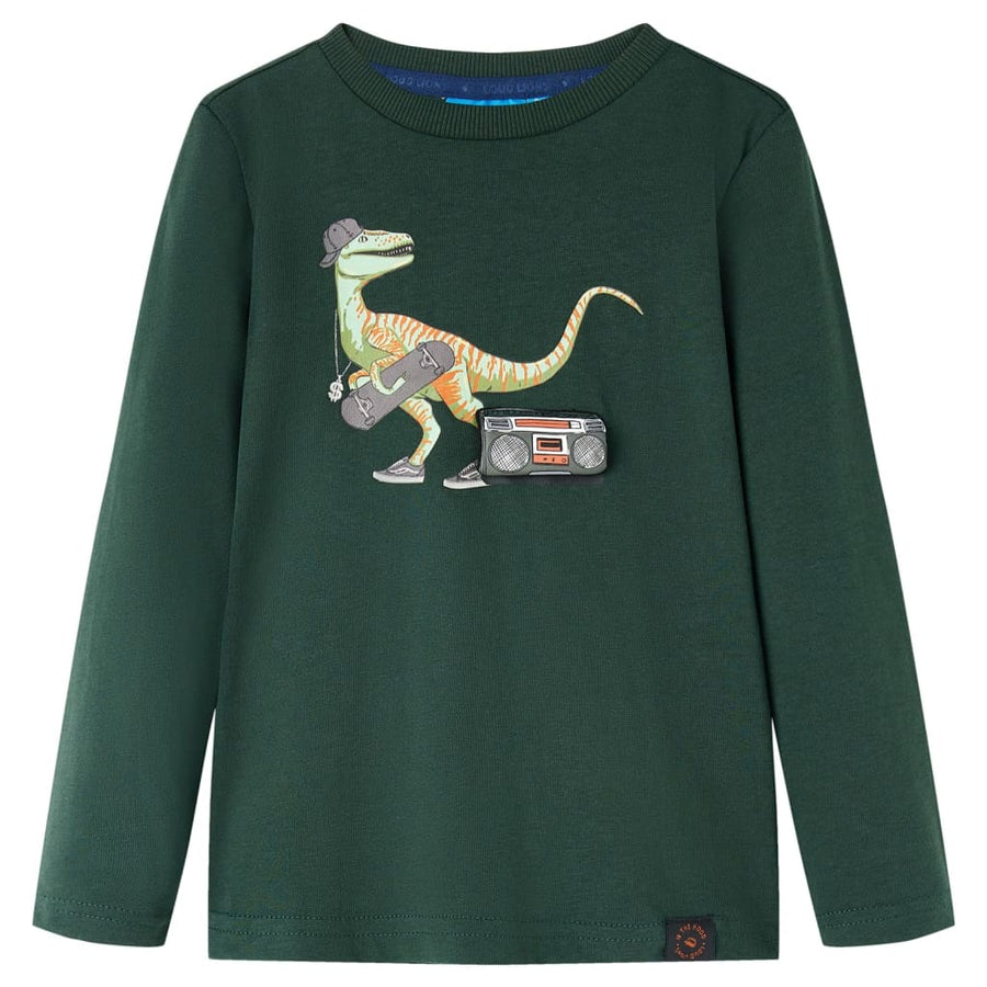 Kindershirt met lange mouwen 116 donkergroen Donkergroen 116