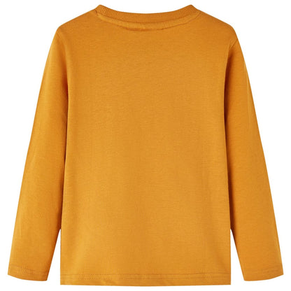 Kindershirt met lange mouwen 92 donkerokerkleurig Oker 92