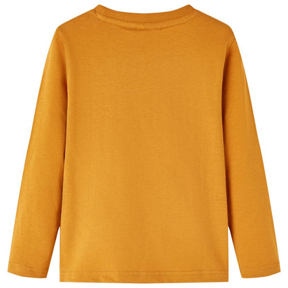 Kindershirt met lange mouwen 104 donkerokerkleurig Oker 104
