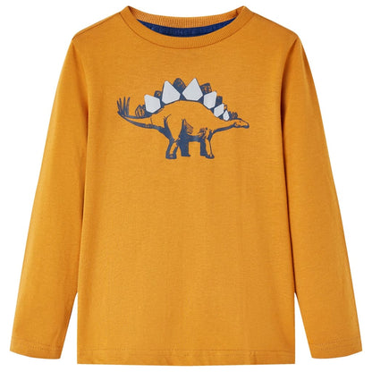 Kindershirt met lange mouwen 128 donkerokerkleurig Oker 128