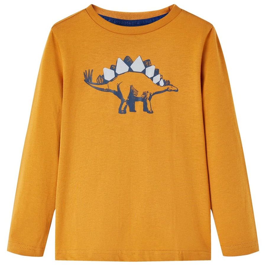 Kindershirt met lange mouwen 128 donkerokerkleurig Oker 128