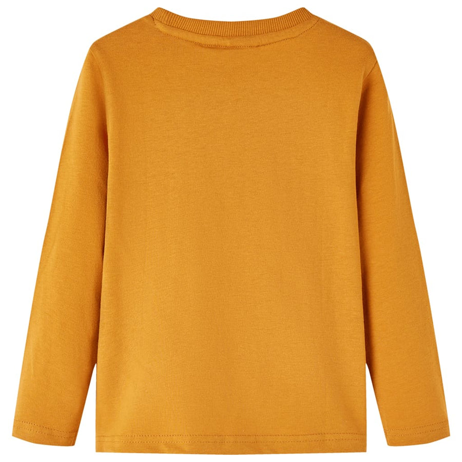 Kindershirt met lange mouwen 128 donkerokerkleurig Oker 128