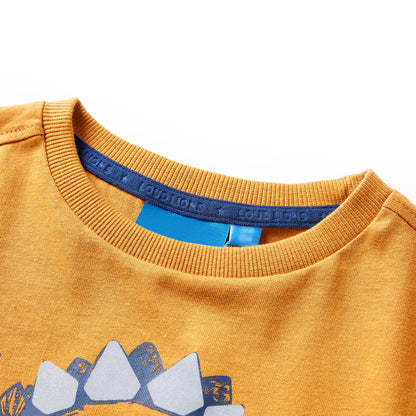 Kindershirt met lange mouwen 128 donkerokerkleurig Oker 128