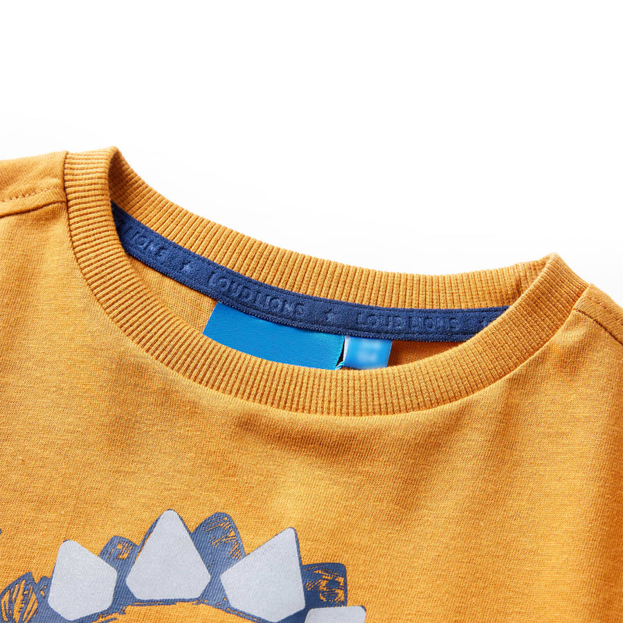 Kindershirt met lange mouwen 128 donkerokerkleurig Oker 128
