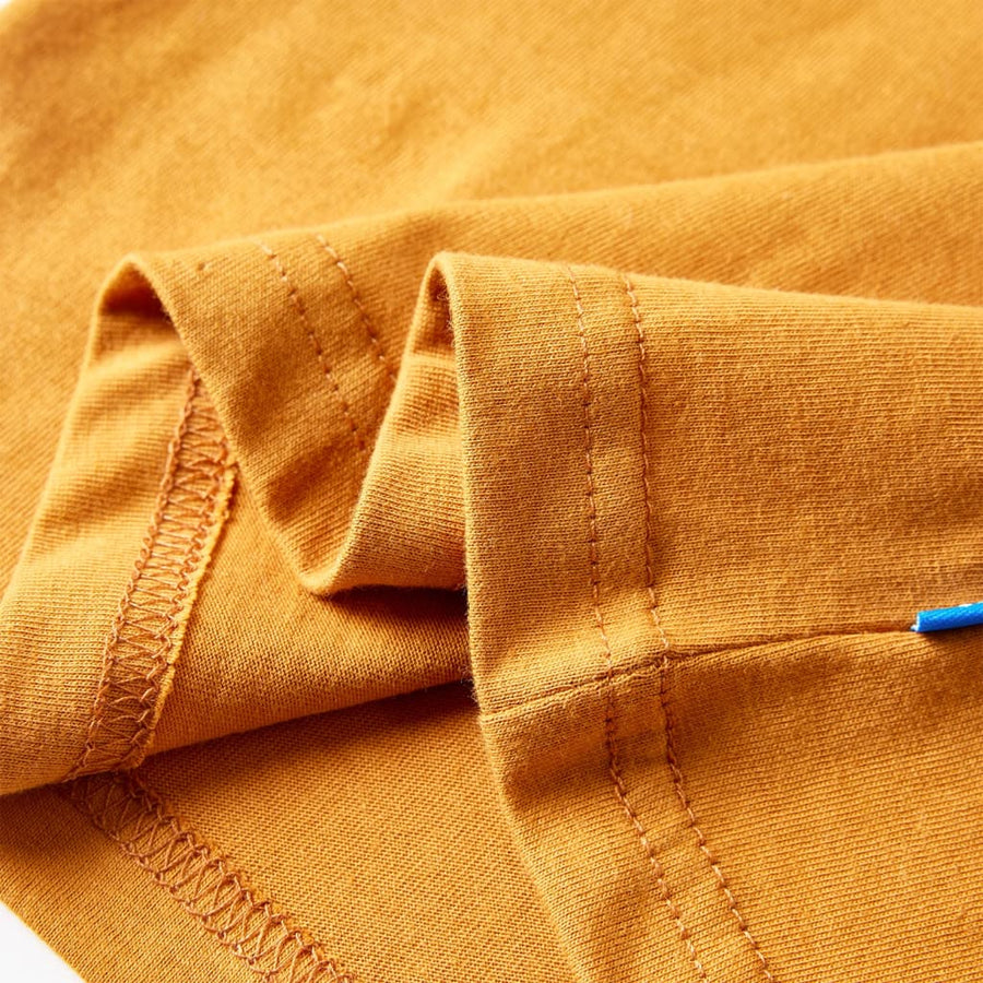 Kindershirt met lange mouwen 128 donkerokerkleurig Oker 128