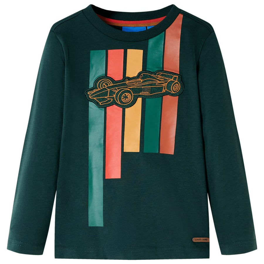 Kindershirt met lange mouwen 104 donkergroen Donkergroen