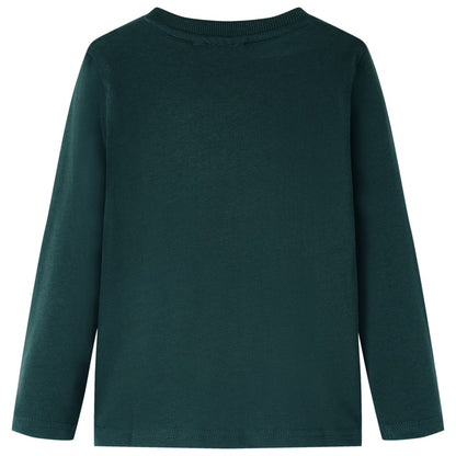 Kindershirt met lange mouwen 104 donkergroen Donkergroen