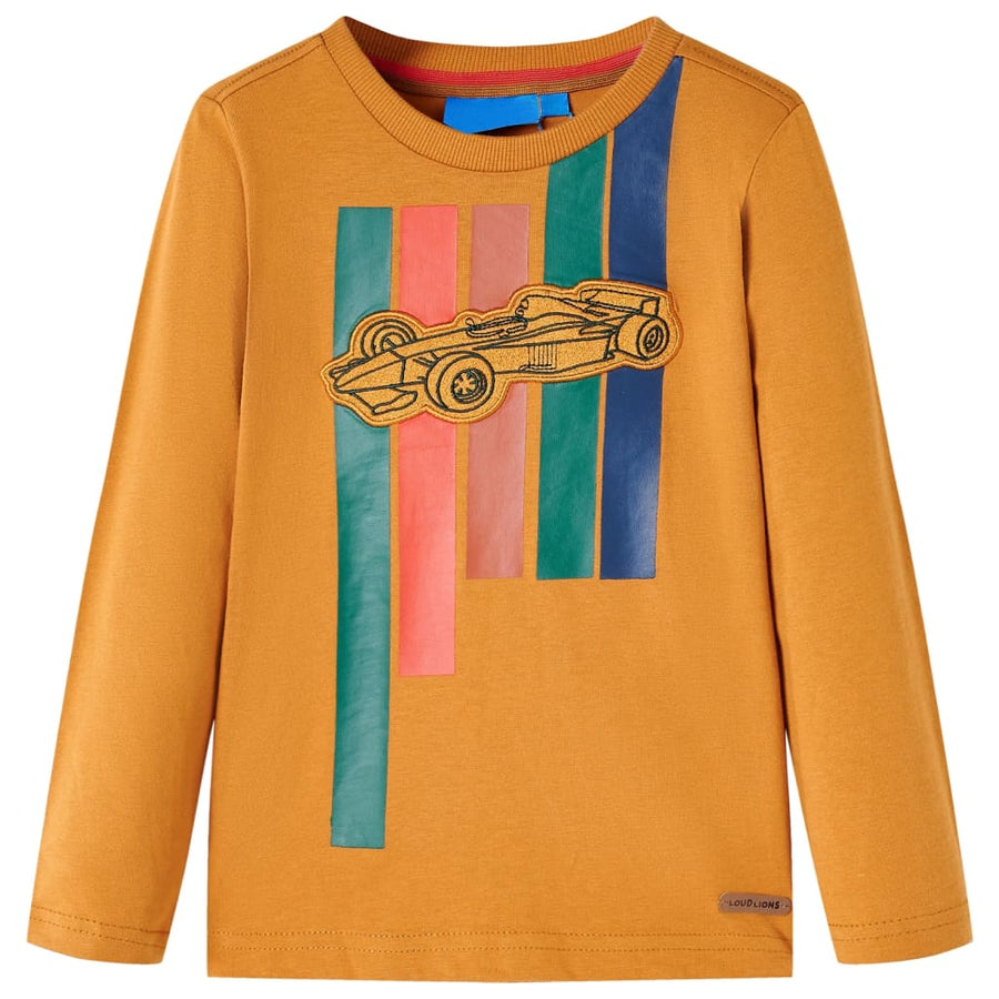 Kindershirt met lange mouwen 104 donkerokerkleurig Oker