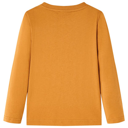 Kindershirt met lange mouwen 104 donkerokerkleurig Oker