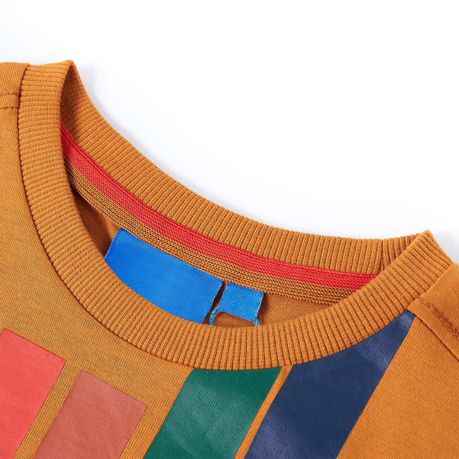 Kindershirt met lange mouwen 104 donkerokerkleurig Oker